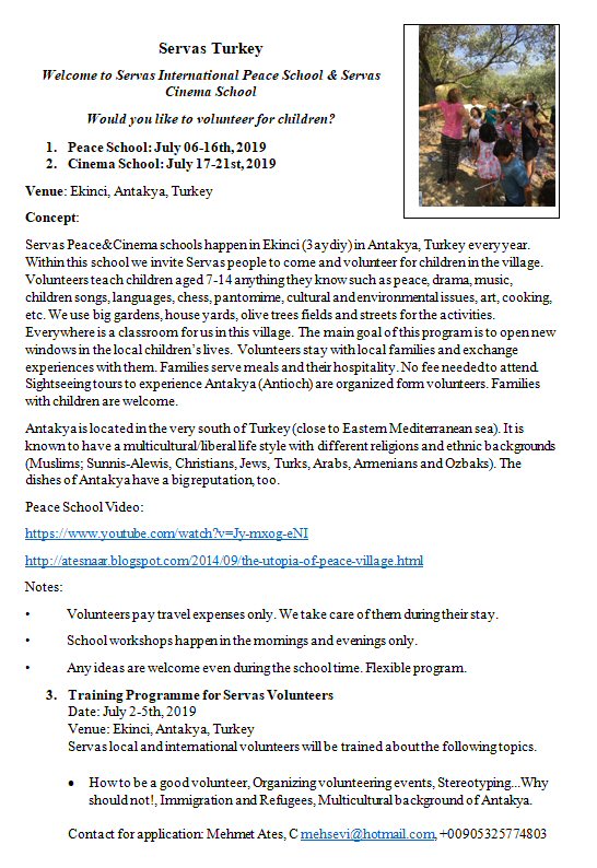 Servas Turkey Peace &amp; Cineema